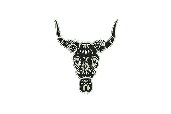 Boho Cow Skull Embroidery Design: Perfect for Personalized Gifts