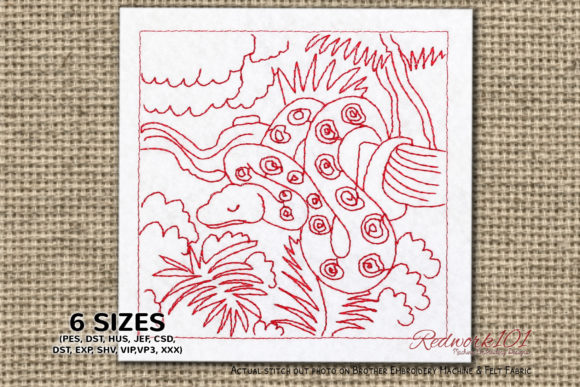Designer Review: Snake Hanging on a Tree Branch Redwork