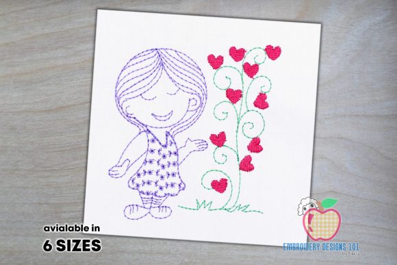 Girl Showing Love Tree Quick Stitch