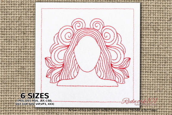 Girls Face Virgo Zodiac Sign Redwork