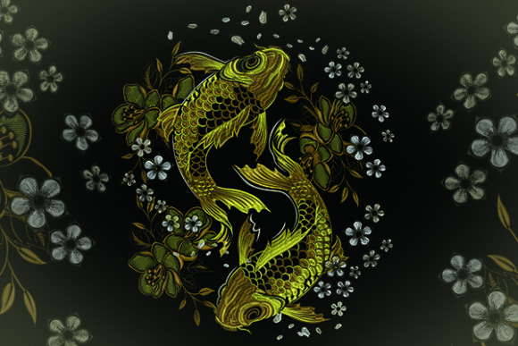 Golden Fish: Elegant & Joyful Embroidery for Meaningful Gifts