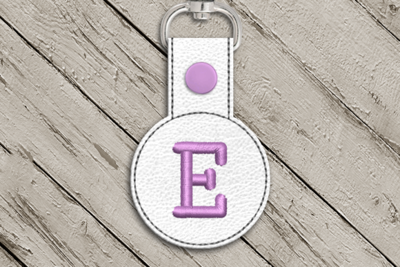 Letter E ITH Round Key Fob Applique