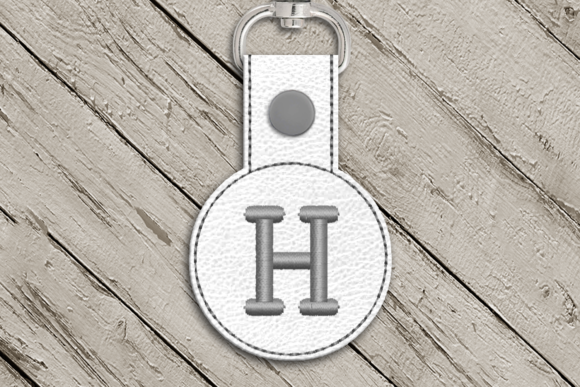 Letter H ITH Round Key Fob Applique for Holiday Gifting