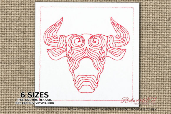 Taurus Sun Sign Embroidery Design