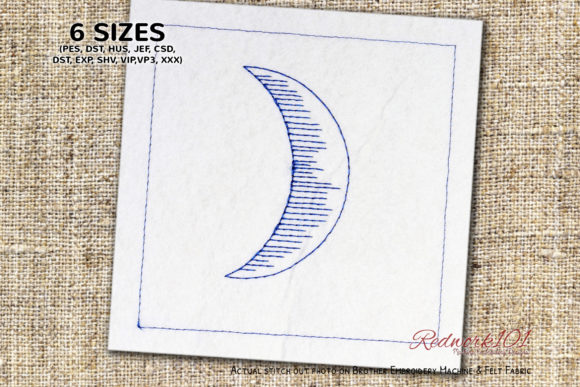 Waning Crescent Moon Embroidery Design